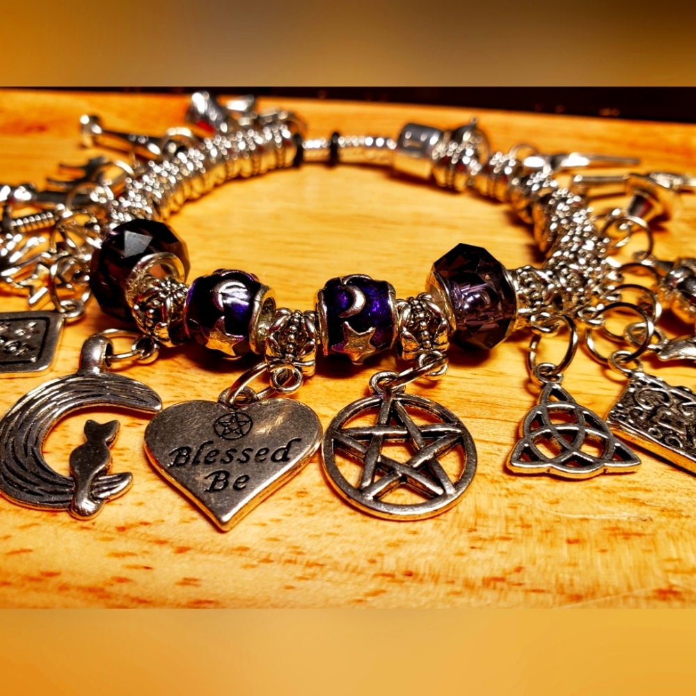 Blessed Be Charm Bracelet Wiccan Jewelry